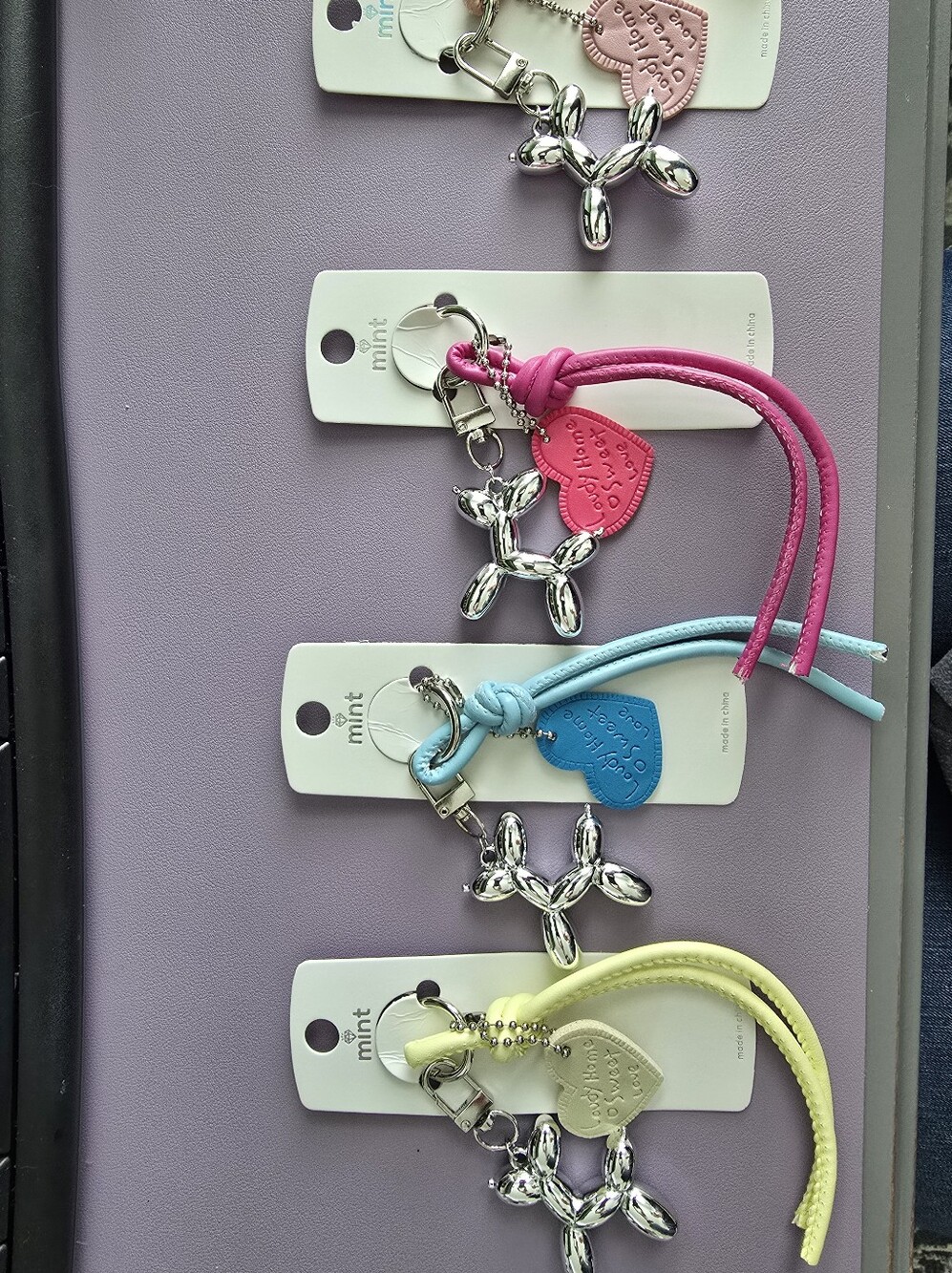 Mint Balloon Dog Bag Charm Keychains - Pick One - Peach, Pink, Blue, Yellow, NWT